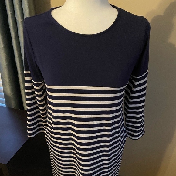 IT HAS POCKETS! 👗 Navy/White Striped Long Sleeve Dress with Pockets - Size M - Picture 3 of 7